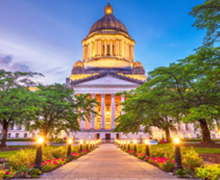 The Washington State Capitol at dusk