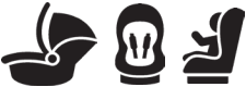 Infant, convertible and booster seat icons