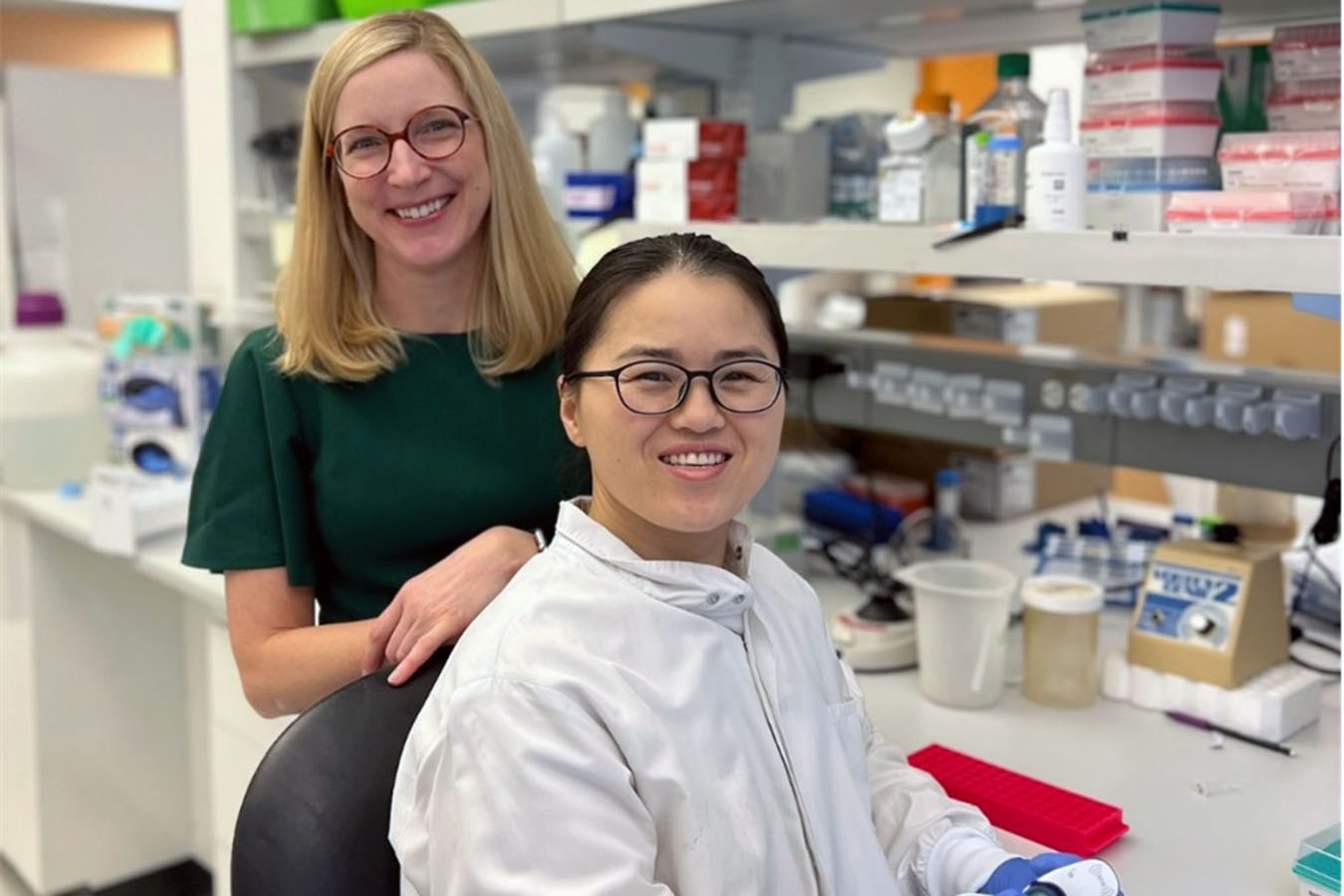 Laurie Eldredge, MD, PhD, principal investigator, and Yan Han, research scientist, Eldredge Lab