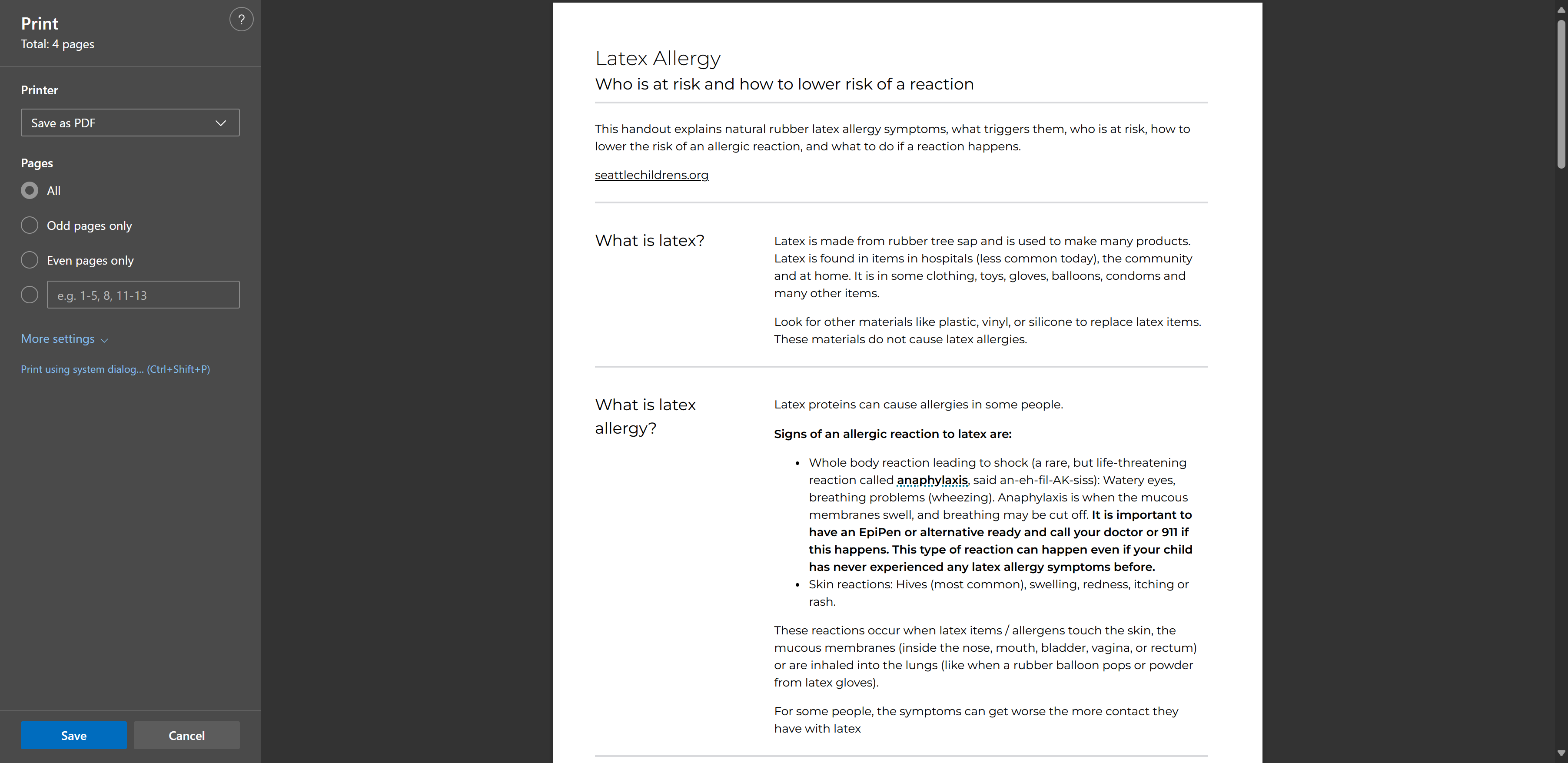 screenshot of print dialog